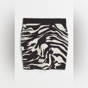 H&M Dark Brown/zebra-patterned Jacquard-knit Skirt